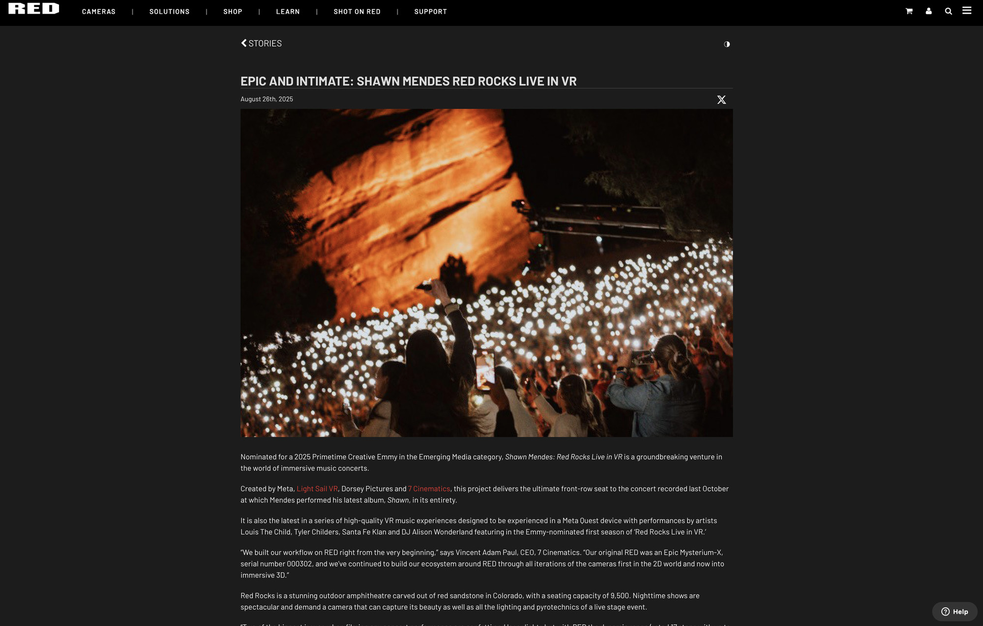 RED Camera — Epic and Intimate: Shawn Mendes Red Rocks Live in VR